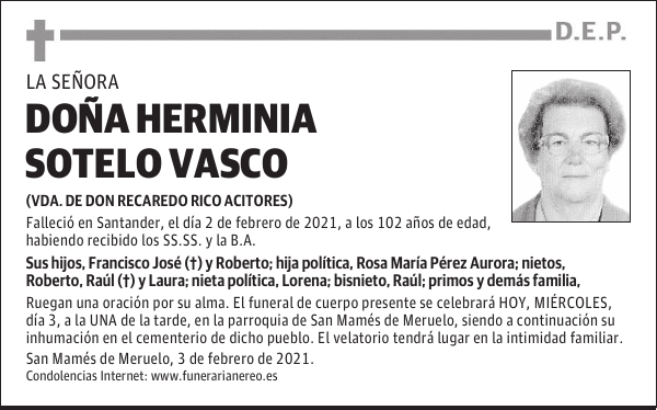 DOÑA HERMINIA SOTELO VASCO