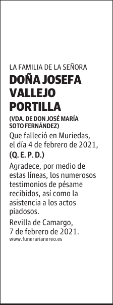 DOÑA JOSEFA VALLEJO PORTILLA