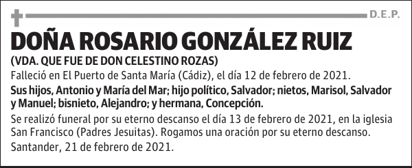 DOÑA ROSARIO GONZÁLEZ RUIZ