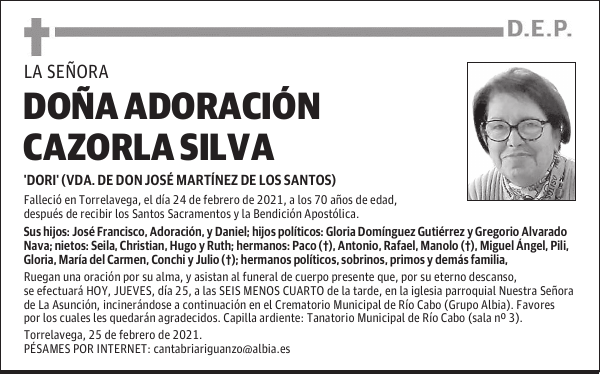 DOÑA ADORACIÓN CAZORLA SILVA