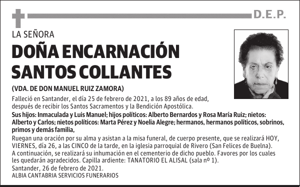 DOÑA ENCARNACIÓN SANTOS COLLANTES