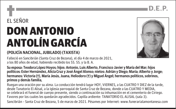 DON ANTONIO ANTOLÍN GARCÍA