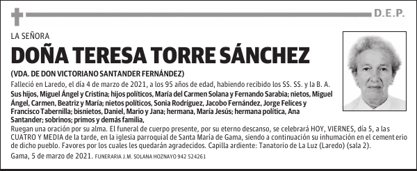 DOÑA TERESA TORRE SÁNCHEZ