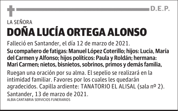 DOÑA LUCÍA ORTEGA ALONSO