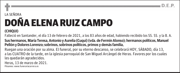 DOÑA ELENA RUIZ CAMPO