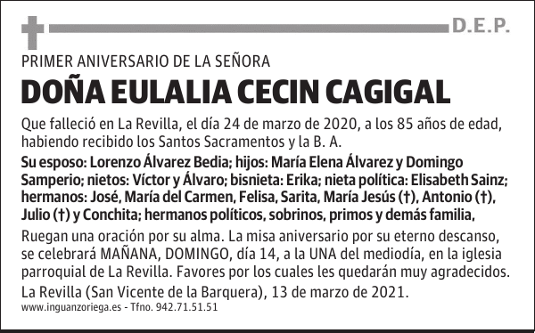 DOÑA EULALIA CECIN CAGIGAL