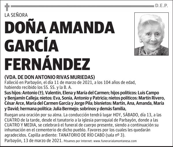DOÑA AMANDA GARCÍA FERNÁNDEZ