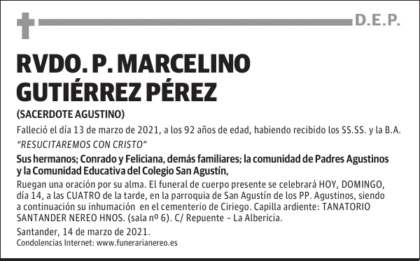 RVDO. P. MARCELINO GUTIÉRREZ PÉREZ