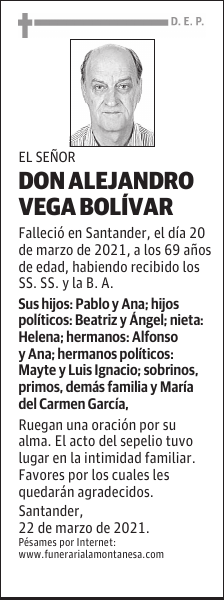DON ALEJANDRO VEGA BOLÍVAR
