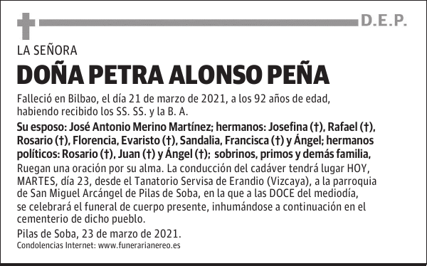 DOÑA PETRA ALONSO PEÑA