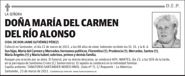 DOÑA MARÍA DEL CARMEN DEL RÍO ALONSO