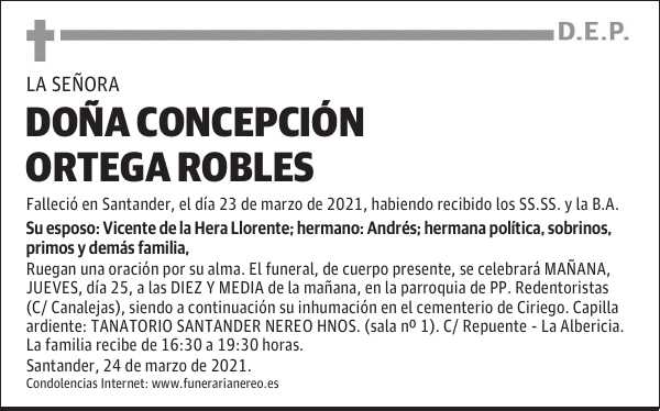 DOÑA CONCEPCIÓN ORTEGA ROBLES
