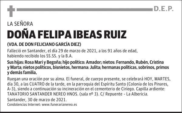 DOÑA FELIPA IBEAS RUIZ