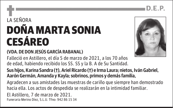 DOÑA MARTA SONIA CESÁREO
