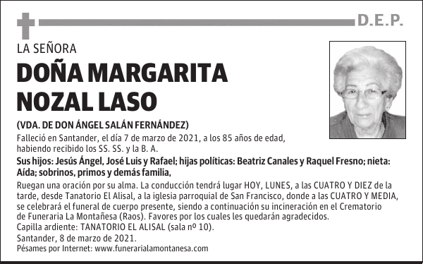 DOÑA MARGARITA NOZAL LASO