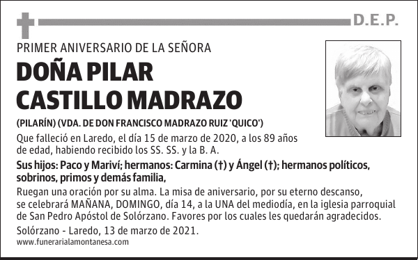 DOÑA PILAR CASTILLO MADRAZO