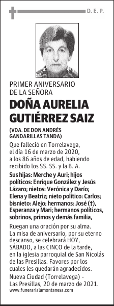 DOÑA AURELIA GUTIÉRREZ SAIZ