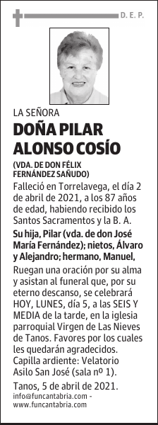 DOÑA PILAR ALONSO COSÍO