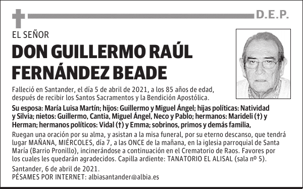 DON GUILLERMO RAÚL FERNÁNDEZ BEADE