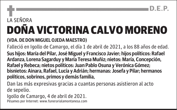 DOÑA VICTORINA CALVO MORENO