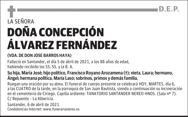DOÑA CONCEPCIÓN ÁLVAREZ FERNÁNDEZ