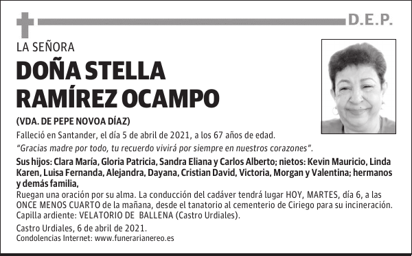 DOÑA STELLA RAMÍREZ OCAMPO