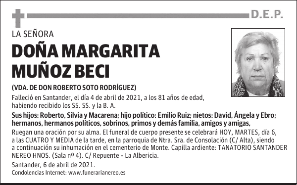 DOÑA MARGARITA MUÑOZ BECI