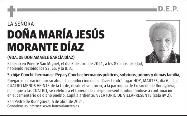 DOÑA MARÍA JESÚS MORANTE DÍAZ