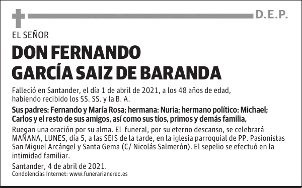 DON FERNANDO GARCÍA SAIZ DE BARANDA