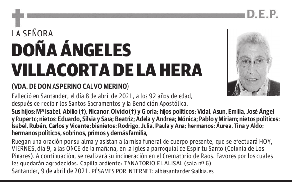 DOÑA ÁNGELES VILLACORTA DE LA HERA