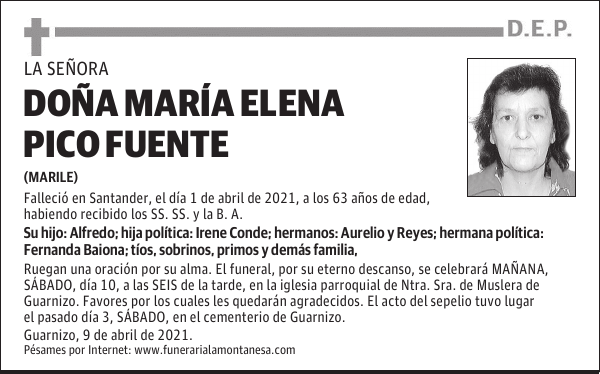 DOÑA MARÍA ELENA PICO FUENTE