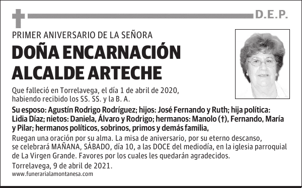 DOÑA ENCARNACIÓN ALCALDE ARTECHE