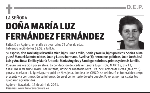 DOÑA MARÍA LUZ FERNÁNDEZ FERNÁNDEZ