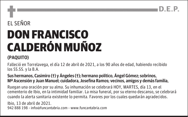 DON FRANCISCO CALDERÓN MUÑOZ