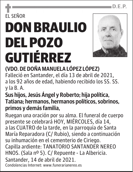 DON BRAULIO DEL POZO GUTIÉRREZ