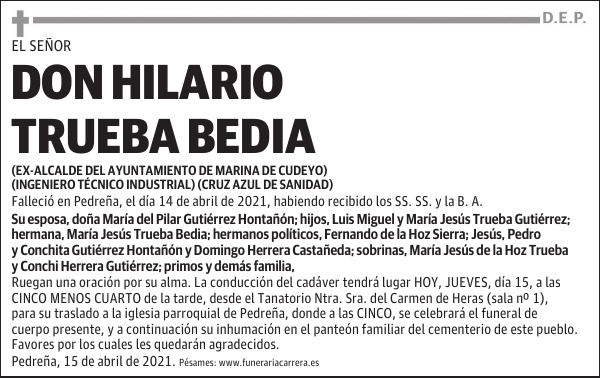 DON HILARIO TRUEBA BEDIA