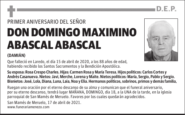 DON DOMINGO MAXIMINO ABASCAL ABASCAL
