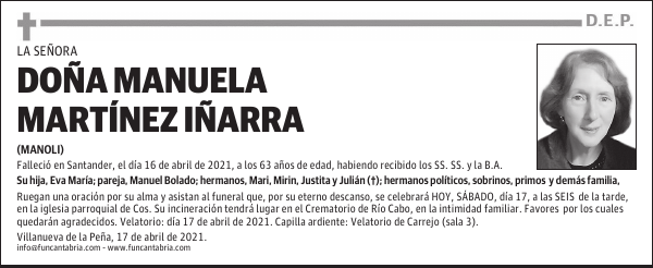 DOÑA MANUELA MARTÍNEZ IÑARRA