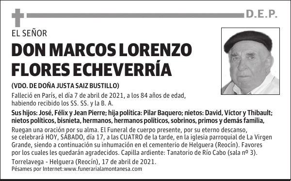 DON MARCOS LORENZO FLORES ECHEVERRÍA