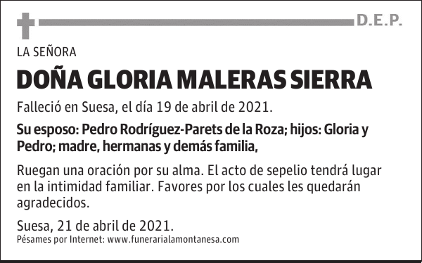 DOÑA GLORIA MALERAS SIERRA