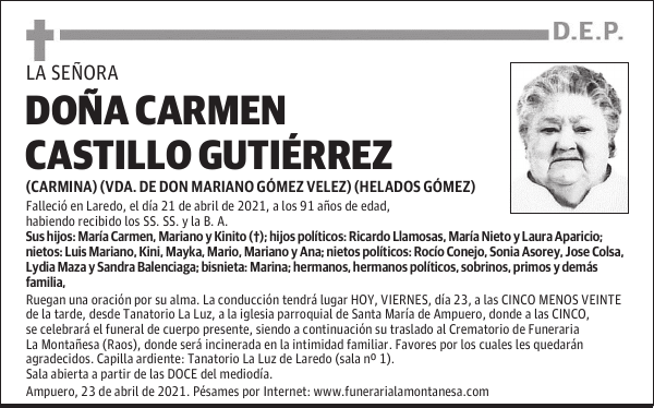 DOÑA CARMEN CASTILLO GUTIÉRREZ