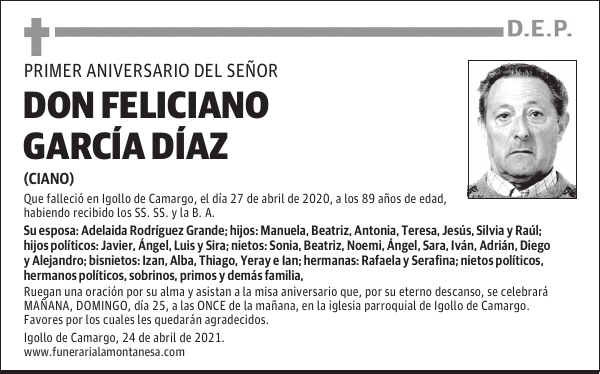 DON FELICIANO GARCÍA DÍAZ
