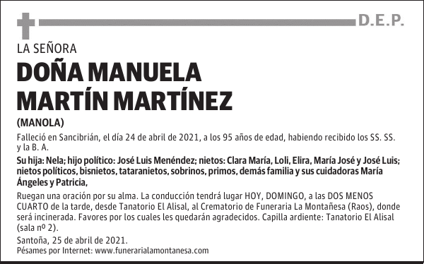 DOÑA MANUELA MARTÍN MARTÍNEZ