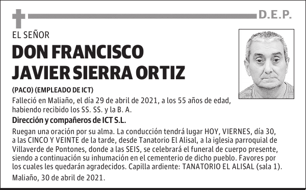 DON FRANCISCO JAVIER SIERRA ORTIZ