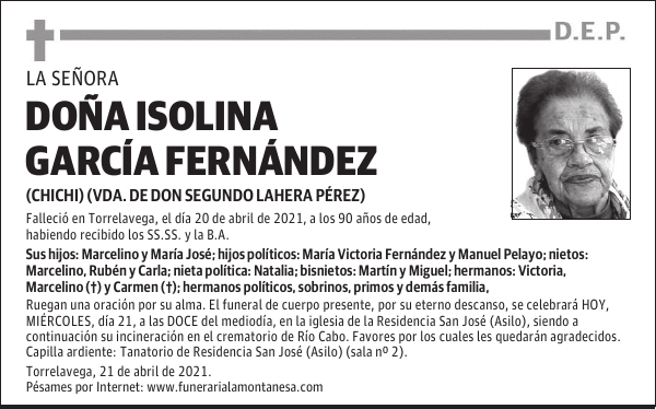 DOÑA ISOLINA GARCÍA FERNÁNDEZ