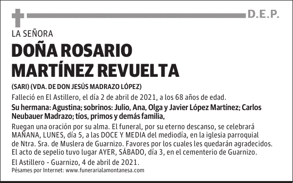 DOÑA ROSARIO MARTÍNEZ REVUELTA