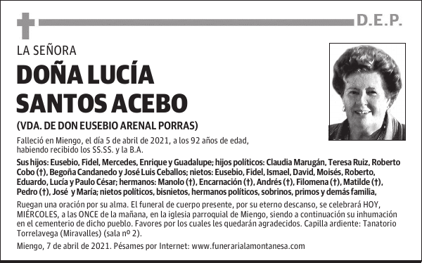 DOÑA LUCÍA SANTOS ACEBO