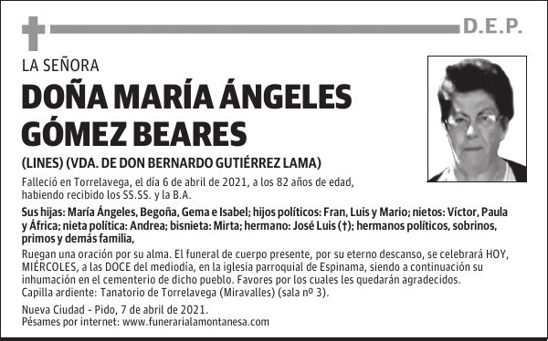DOÑA MARÍA ÁNGELES GÓMEZ BEARES
