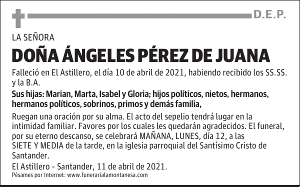 DOÑA ÁNGELES PÉREZ DE JUANA