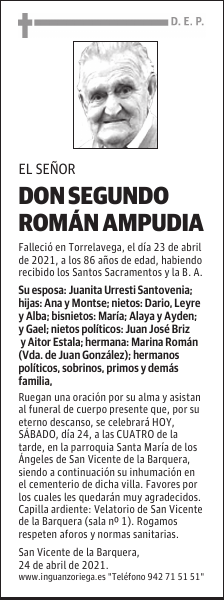 DON SEGUNDO ROMÁN AMPUDIA